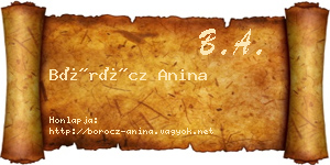Böröcz Anina névjegykártya